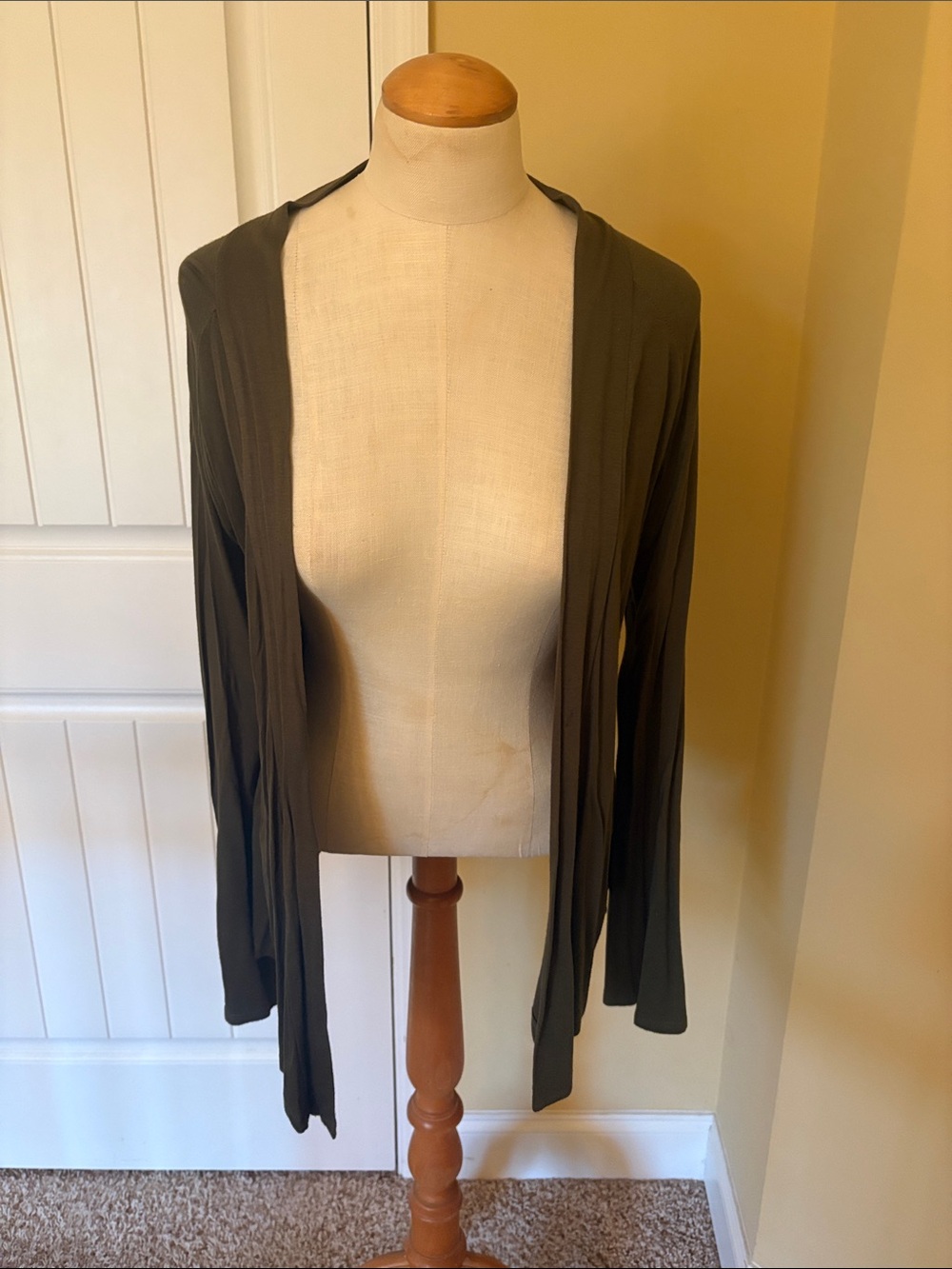 Lightweight Olive Open-Front Women's Cardigan